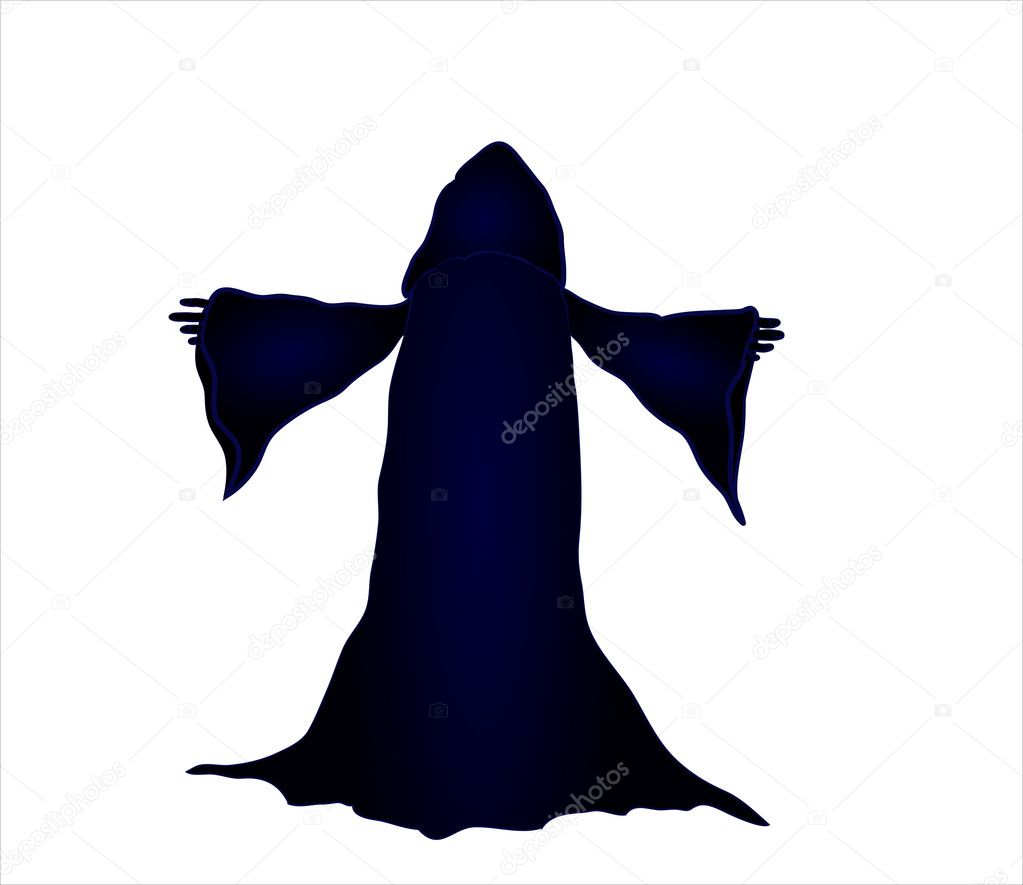Silhouette vector illustration of a wizard