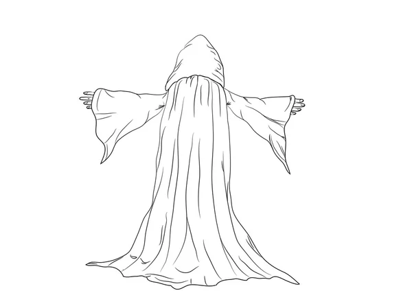 Desenho ilustração vetorial de um feiticeiro ou monge — Vetor de Stock