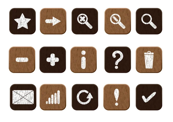 Set icone in legno bianco — Vettoriale Stock