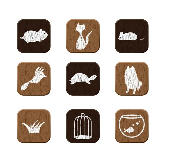 Wooden icons set — Stock Vector