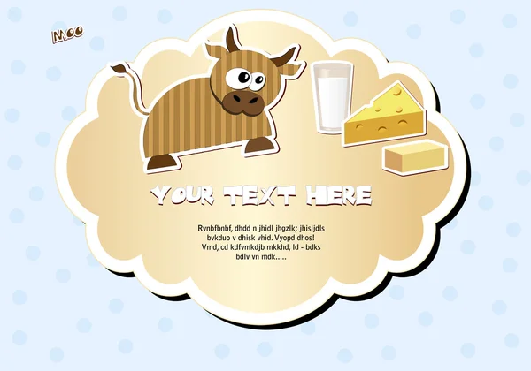 Étiquette avec vache — Image vectorielle