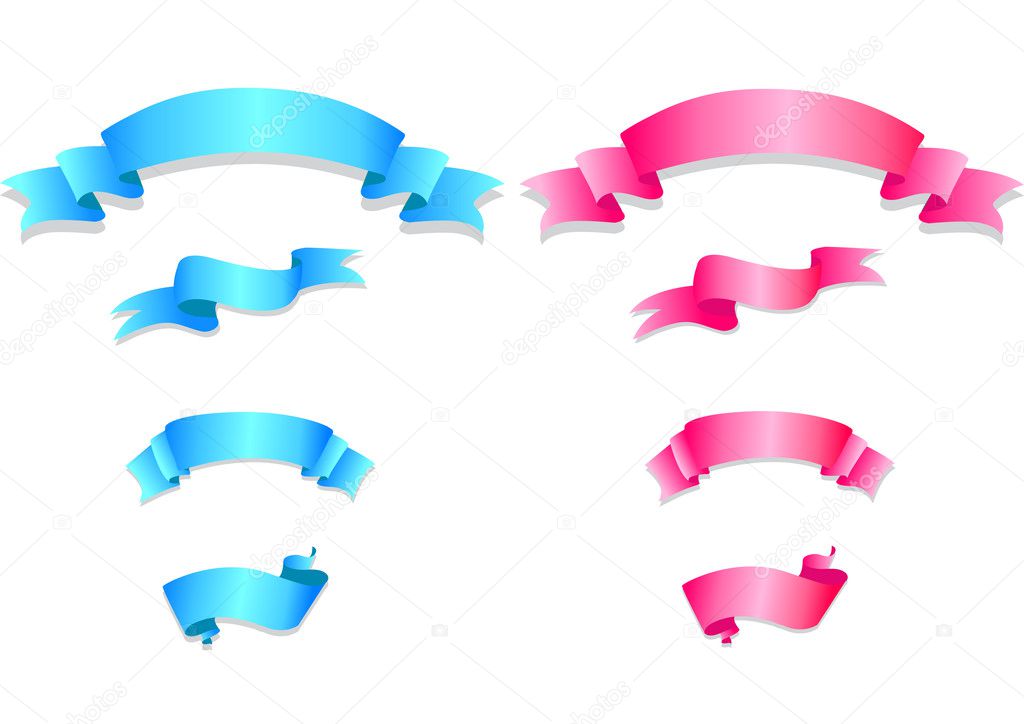 Set of pink and blue ribbons