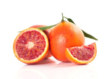 Blood red oranges isolated on white background clipart