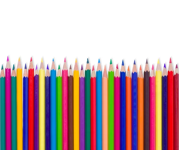 stock image Close up of color pencils with different color over white background