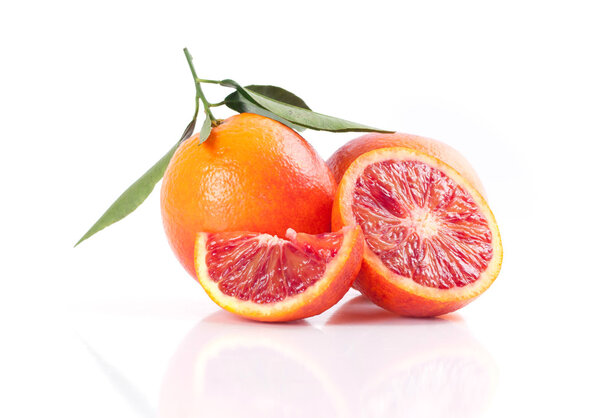Blood red oranges isolated on white