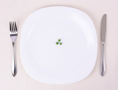 Small portion of food on a big plate clipart