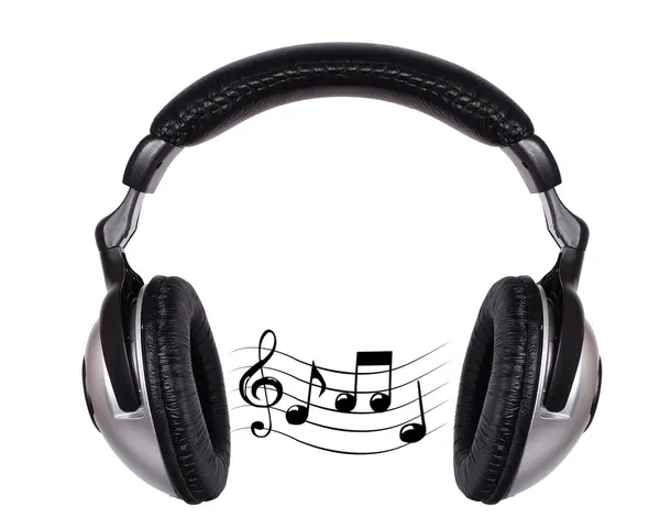 Imagem de fones de ouvido e onda sonora — Fotografia de Stock