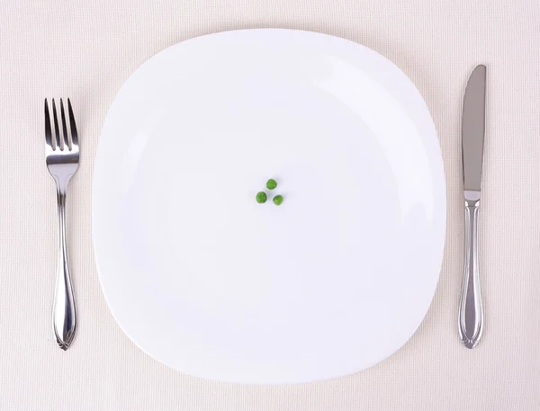 Небольшая порция еды на большой тарелке — стоковое фото