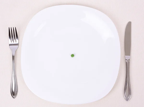 Небольшая порция еды на большой тарелке — стоковое фото