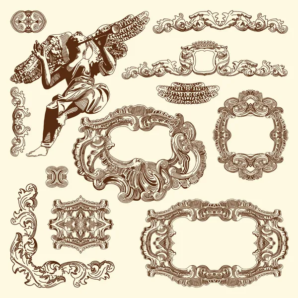 Hand draw vintage sketch ornamental design element — Stock Vector