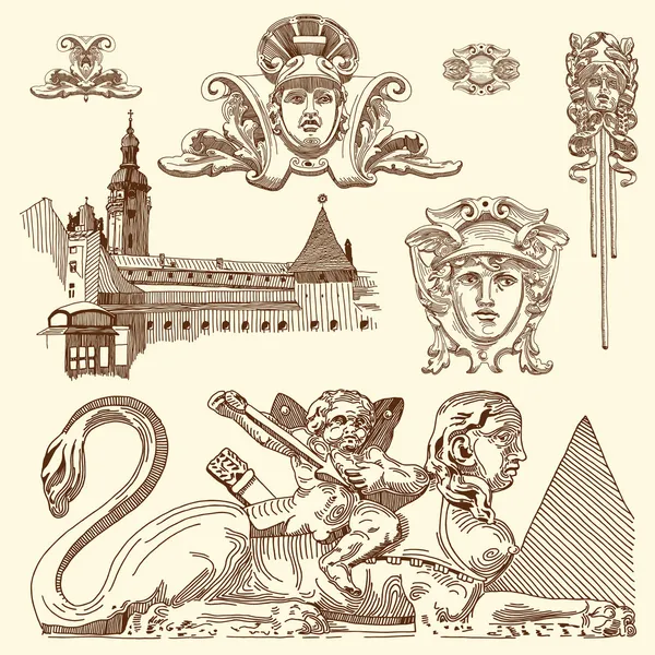 Ручний малюнок старовинний ескіз декоративного елемента дизайну — стоковий вектор