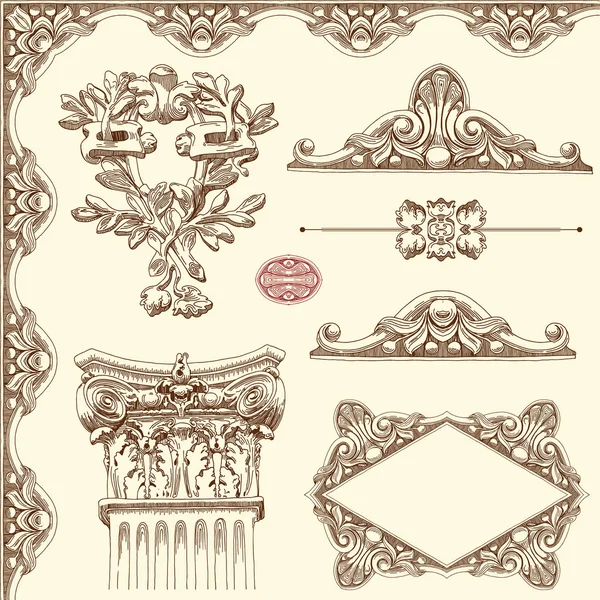 Desenho à mão esboço vintage elemento de design ornamental — Vetor de Stock