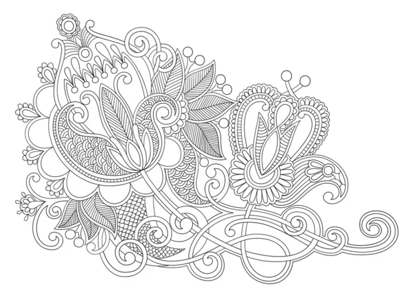 Línea de arte ornato diseño de flores — Archivo Imágenes Vectoriales