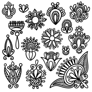 Black flowers elements clipart