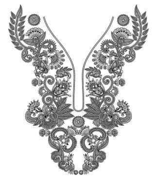 Neckline embroidery fashion clipart