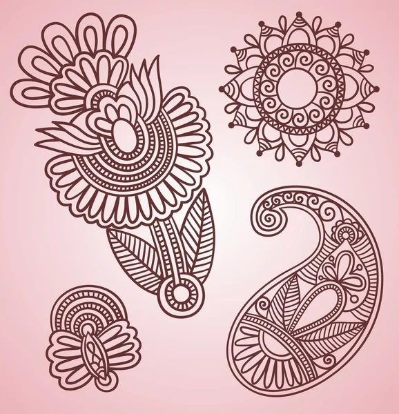 Fleurs et éléments de design Paisley — Image vectorielle