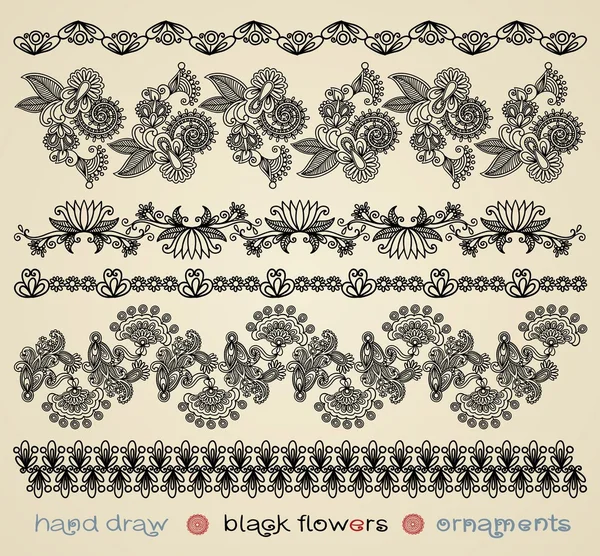 stock vector Black flowers ornaments