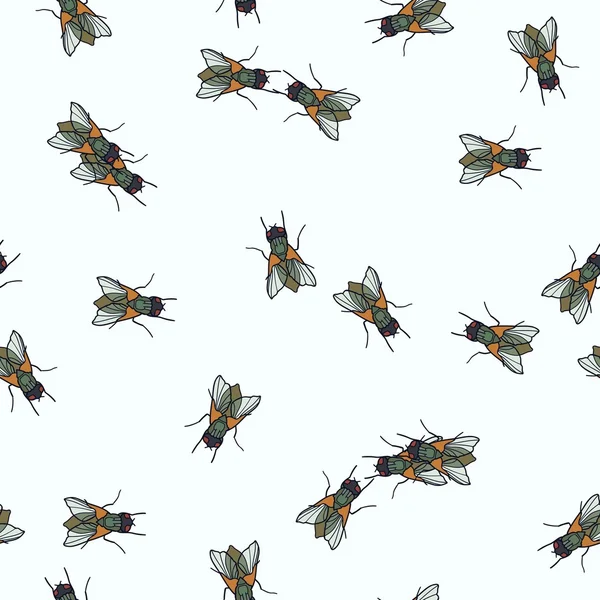 Modèle sans couture avec mouche — Image vectorielle