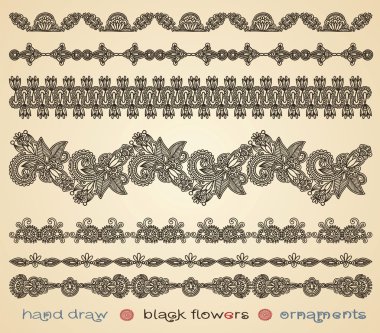 Black flowers ornaments clipart