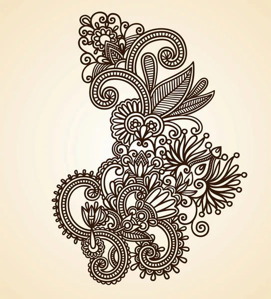 Henna Mehndi Paisley Flowers Doodle Vector Design — Stock Vector ...