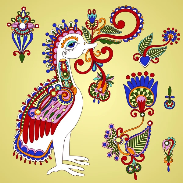 Eléments design Oiseaux et fleurs — Image vectorielle