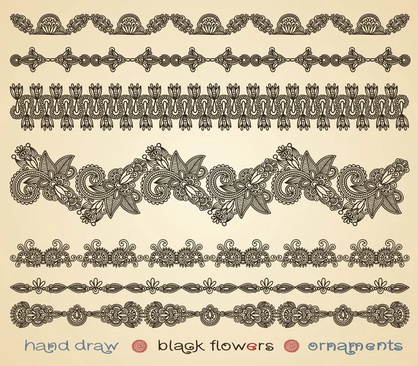 Fekete virág díszek — Stock Vector