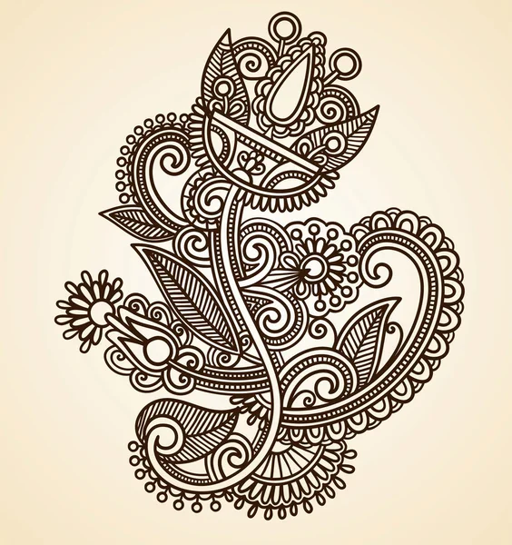 Hennè disegno del tatuaggio floreale — Vettoriale Stock