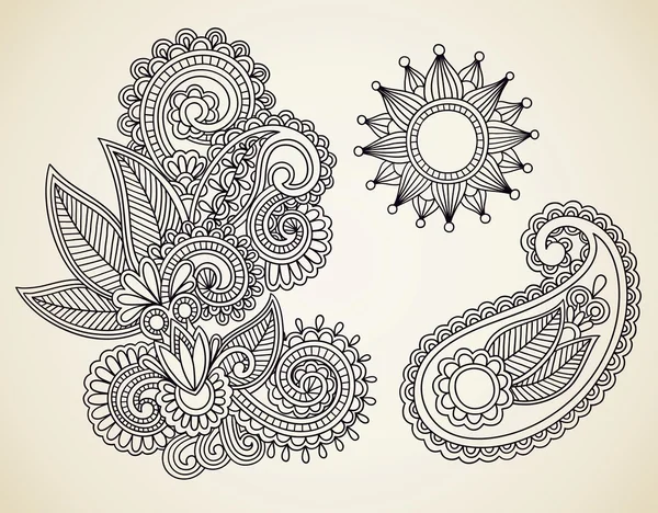 Elemento de projeto da ilustração do vetor do doodle das flores — Vetor de Stock