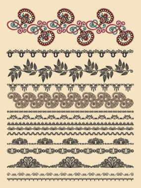 Black flowers ornaments clipart