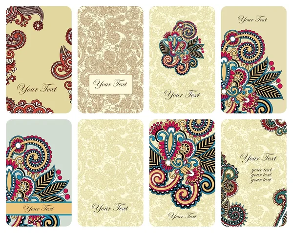 Conjunto de tarjetas florales ornamentales — Vector de stock