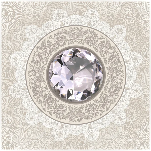 Fondo floral con joya de diamante — Vector de stock