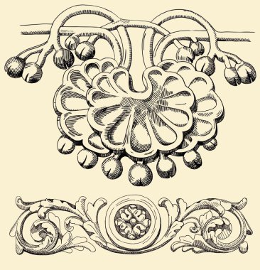 The reliefs of the 19th century Kiev buildings clipart