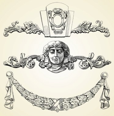 The reliefs of the 19th century Kiev buildings clipart