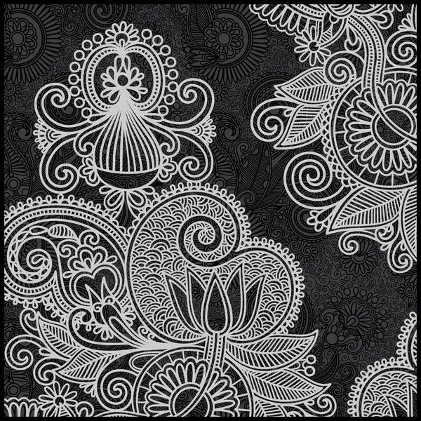 흑백의 꽃무늬 — 스톡 벡터