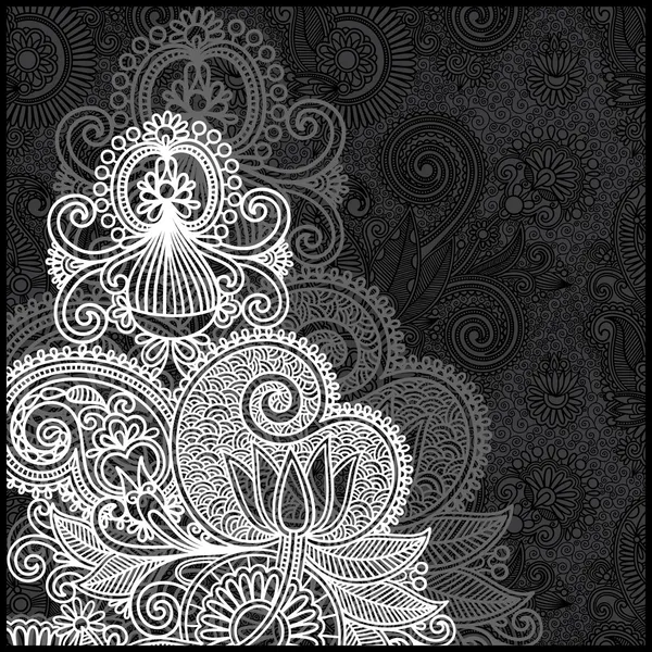 Motif floral noir et blanc — Image vectorielle