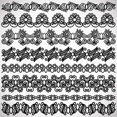 Hand draw black flower ornament clipart