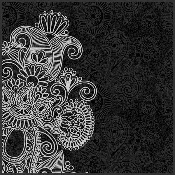 Zwart-wit bloemenpatroon — Stockvector