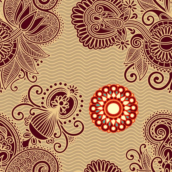 Paisley ontwerp met naadloze bloemen — Stockvector