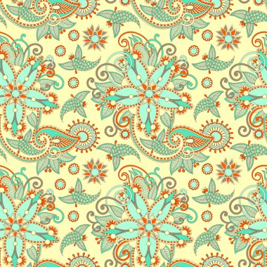 Seamless flower paisley design clipart