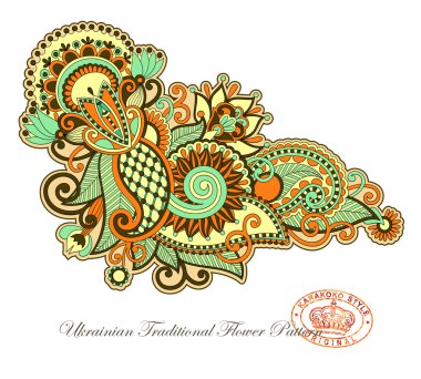 Hand draw line art ornate flower design clipart