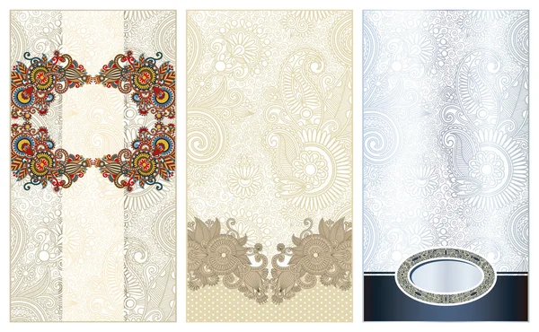 Trois motifs floraux ornementaux — Image vectorielle