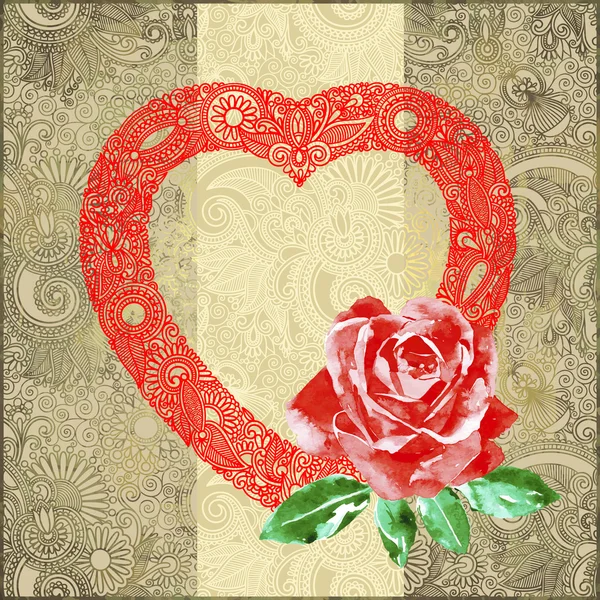 Valentine den karta se srdcem — Stockový vektor