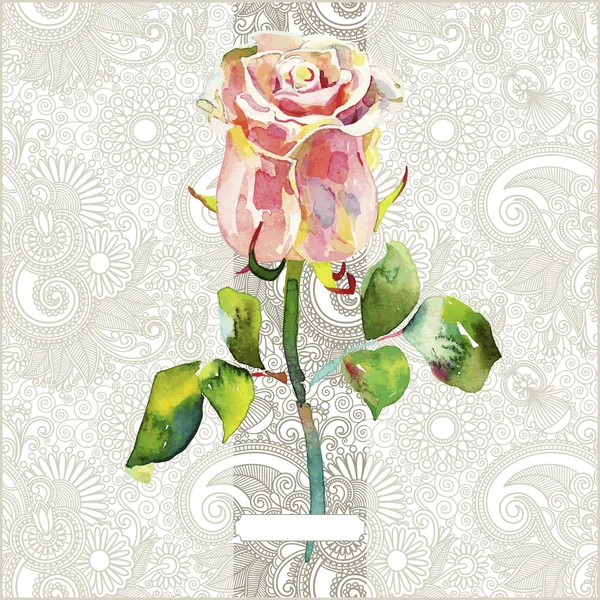 Motif orné d'aquarelle rose rose — Image vectorielle