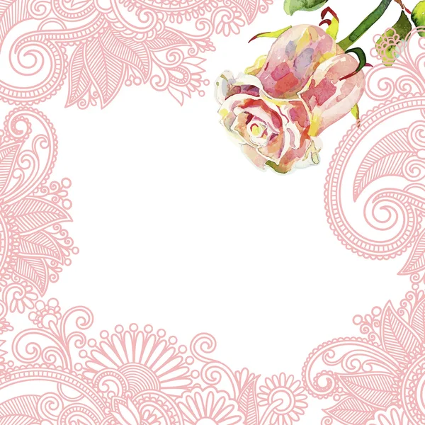Patrón adornado con rosa acuarela rosa — Archivo Imágenes Vectoriales