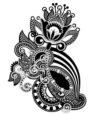 Line art ornate flower design clipart