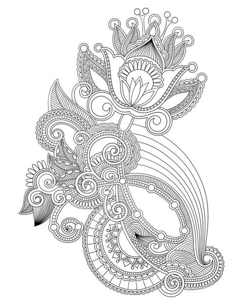 Line art ornate flower design — Stock Vector