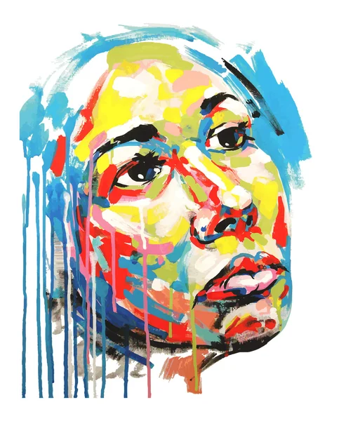 Akrylmålning färg porträtt av kvinnor — Stock vektor