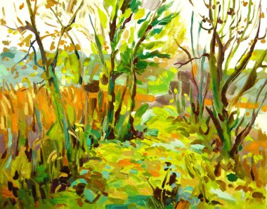 Original oil painting landscape clipart