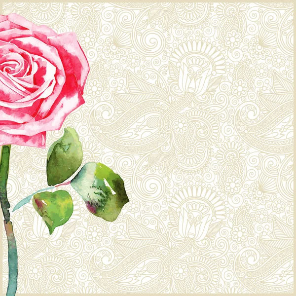 Sierlijke patroon met roos — Stockvector
