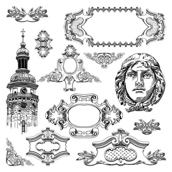 Hand zeichnen vintage skizze ornamental design element — Stockvektor